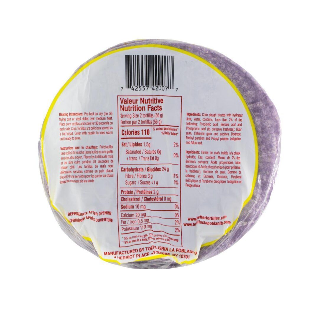 La Poblanita Purple Corn Tortilla Morada