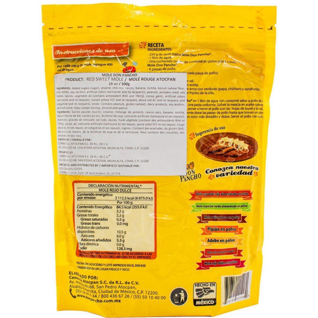 Mole Rojo Dulce en Polvo 3 Don Pancho Mole Rojo Dulce