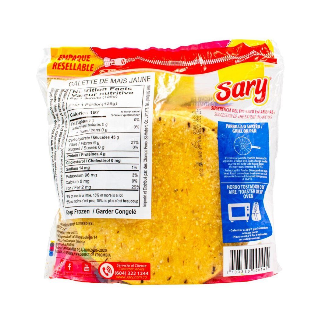 Sary Frozen Arepa de Maiz Amarilla Extragruesa