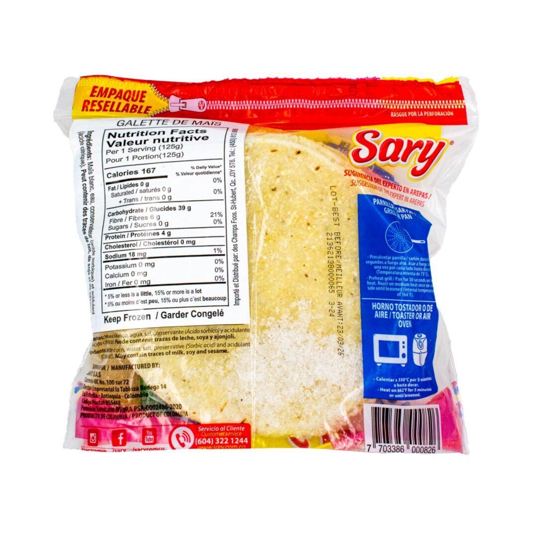 Sary Frozen Arepa de Maiz Blanco Extragruesa