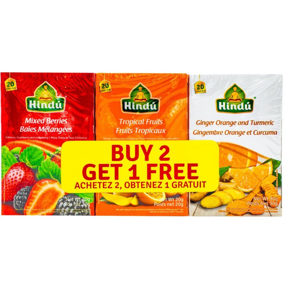 Mix Pack 1 Hindu Inf Red Fruit+GingerOrange, Tumeric+Fruit, Infusion Tropical