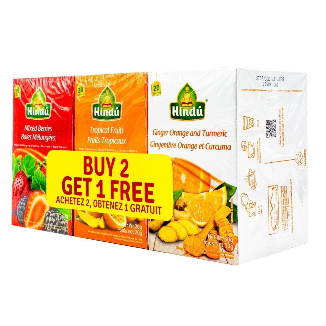 Mix Pack 2 Hindu Inf Red Fruit+GingerOrange, Tumeric+Fruit, Infusion Tropical