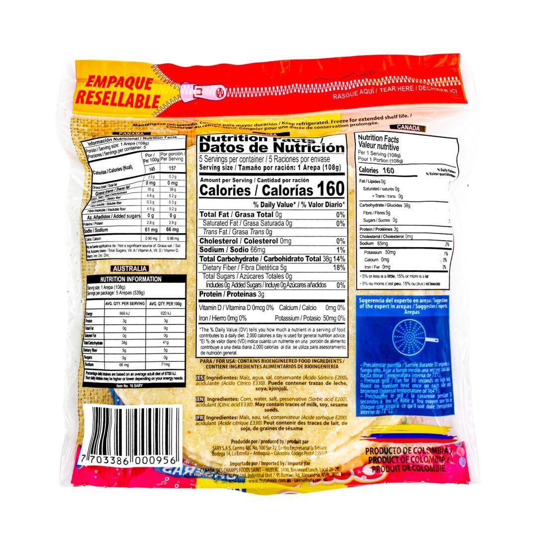 Sary Frozen Arepa de Maiz Blanco