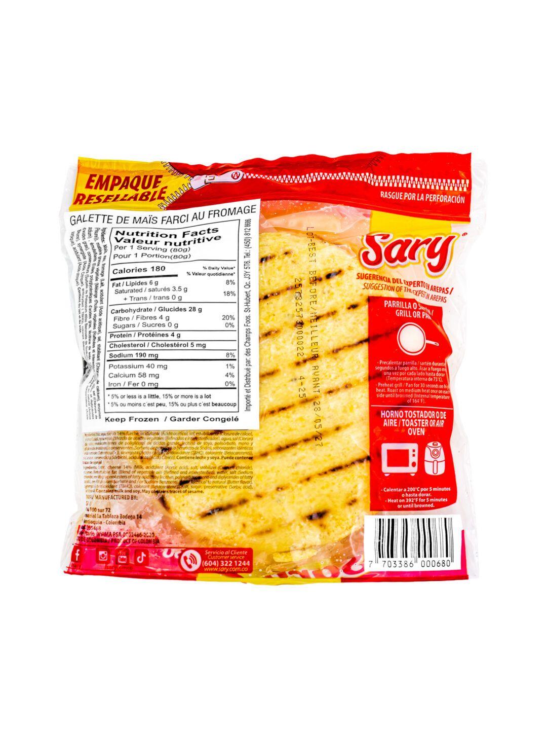 Sary Frozen Arepa de Maiz con Queso