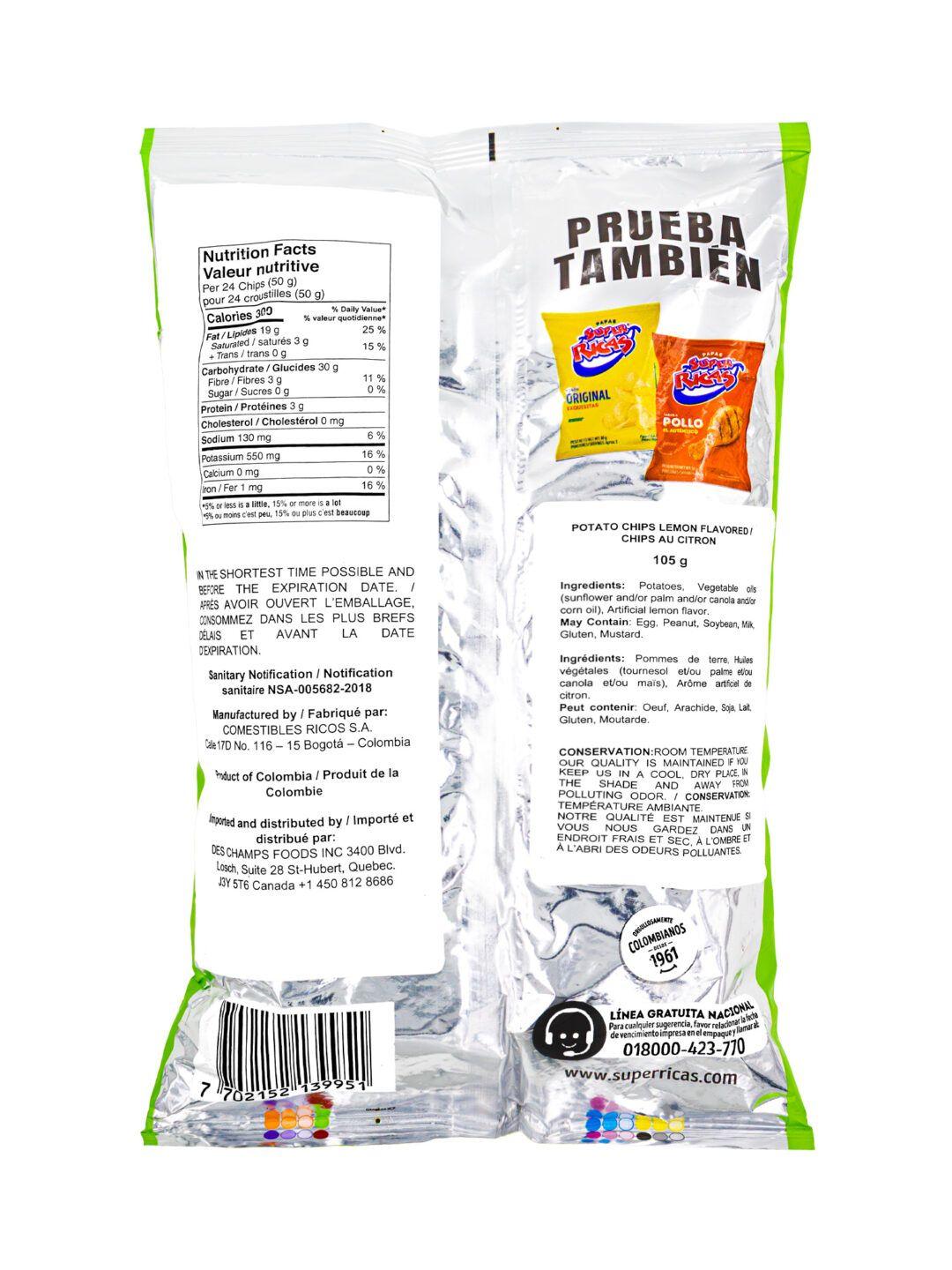 SuperRicas Lemon Potato Chips Aciditas
