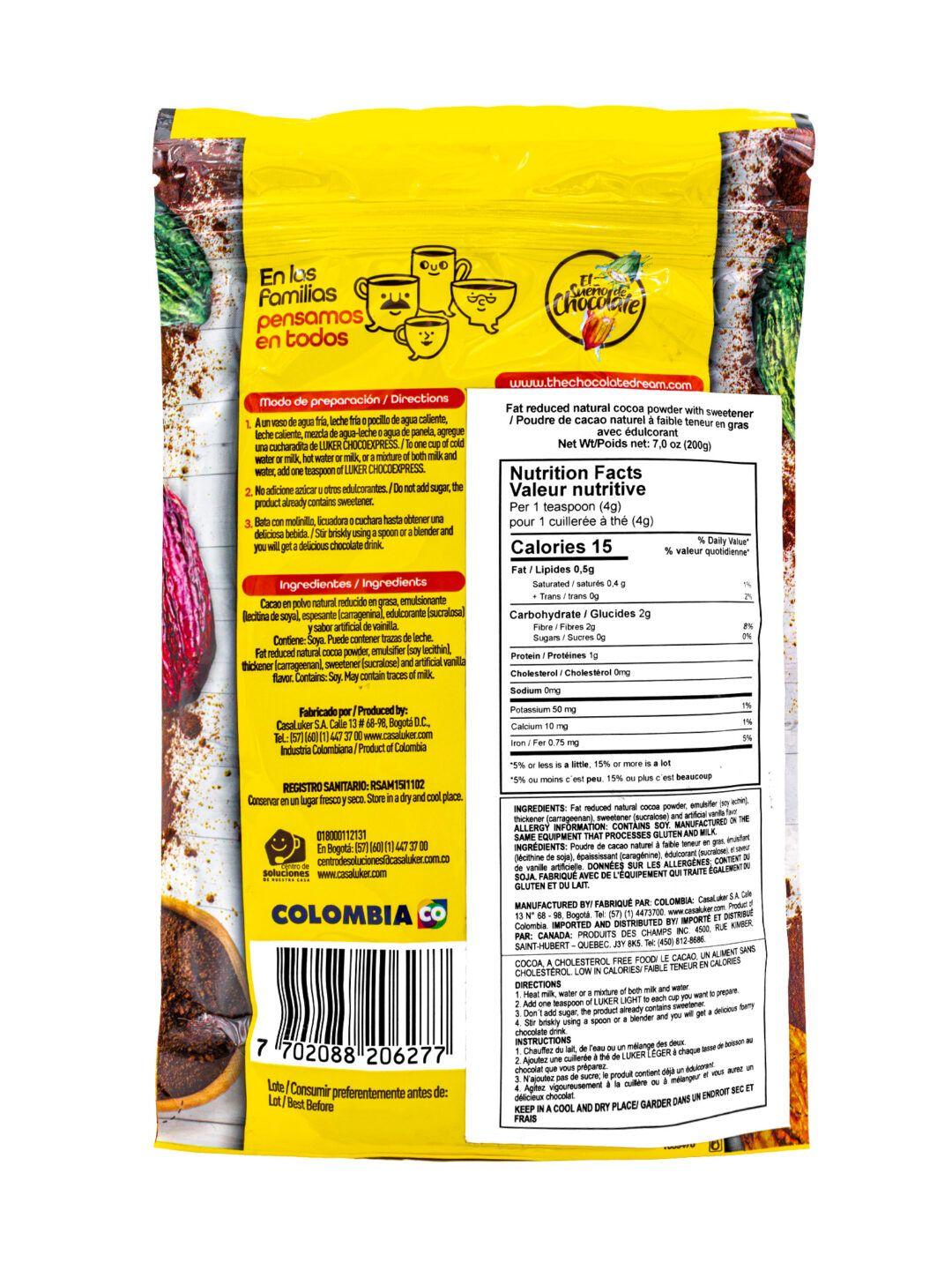 Luker Chocoexpress Splenda Chocolate